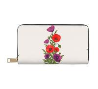 JUEXDEME Poppy Flower Long Faux Leather Clutch Chic Stylish Women's Wallets for Modern Women Large Capacity Card Holder and Organizer Pockets Durable Purse Handbag for Everyday Travel