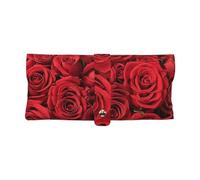 JUEXDEME Portable Travel Red Rose Glasses Case Pu Leather Sunglasses Storage Bag Soft Eyeglasses Case For Men & Women