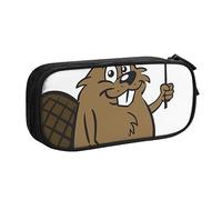 JUEXDEME Pouch for School Office Supplies Beaver Big Capacity Pen Case Large Capacity Pencil Bag for Students Stationery Pouch Pencil Box Desk Organizer with Smooth Zipper Portable Pencil