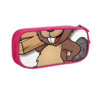 JUEXDEME Pouch for School Office Supplies Beaver Working Big Capacity Pen Case Large Capacity Pencil Bag for Students Stationery Pouch Pencil Box Desk Organizer with Smooth Zipper Portable Pencil