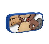 JUEXDEME Pouch for School Office Supplies Beaver Working Big Capacity Pen Case Large Capacity Pencil Bag for Students Stationery Pouch Pencil Box Desk Organizer with Smooth Zipper Portable Pencil