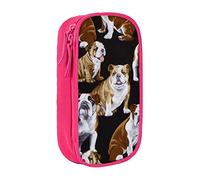 JUEXDEME Pouch for School Office Supplies Big Capacity English Bulldogs Pen Case Large Capacity Pencil Bag for Students Stationery Pouch Pencil Box Desk Organizer with Smooth Zipper Portable Pencil