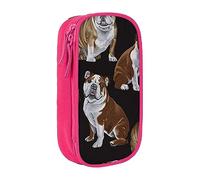 JUEXDEME Pouch for School Office Supplies Big Capacity English Bulldogs Pen Case Large Capacity Pencil Bag for Students Stationery Pouch Pencil Box Desk Organizer with Smooth Zipper Portable Pencil