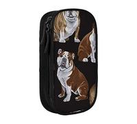 JUEXDEME Pouch for School Office Supplies Big Capacity English Bulldogs Pen Case Large Capacity Pencil Bag for Students Stationery Pouch Pencil Box Desk Organizer with Smooth Zipper Portable Pencil
