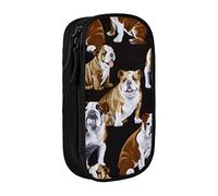 JUEXDEME Pouch for School Office Supplies Big Capacity English Bulldogs Pen Case Large Capacity Pencil Bag for Students Stationery Pouch Pencil Box Desk Organizer with Smooth Zipper Portable Pencil