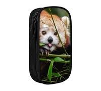 JUEXDEME Pouch for School Office Supplies Big Capacity Little Red Panda Pen Case Large Capacity Pencil Bag for Students Stationery Pouch Pencil Box Desk Organizer with Smooth Zipper Portable Pencil