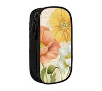 JUEXDEME Pouch for School Office Supplies Big Capacity Pastel Poppies Pen Case Large Capacity Pencil Bag for Students Stationery Pouch Pencil Box Desk Organizer with Smooth Zipper Portable Pencil