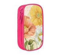 JUEXDEME Pouch for School Office Supplies Big Capacity Pastel Poppies Pen Case Large Capacity Pencil Bag for Students Stationery Pouch Pencil Box Desk Organizer with Smooth Zipper Portable Pencil
