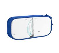 JUEXDEME Pouch for School Office Supplies Blue Boat Big Capacity Pen Case Large Capacity Pencil Bag for Students Stationery Pouch Pencil Box Desk Organizer with Smooth Zipper Portable Pencil