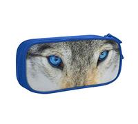 JUEXDEME Pouch for School Office Supplies Blue Eyes Wolf Big Capacity Pen Case Large Capacity Pencil Bag for Students Stationery Pouch Pencil Box Desk Organizer with Smooth Zipper Portable Pencil