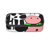 JUEXDEME Pouch for School Office Supplies Cute Cow Big Capacity Pen Case Large Capacity Pencil Bag for Students Stationery Pouch Pencil Box Desk Organizer with Smooth Zipper Portable Pencil