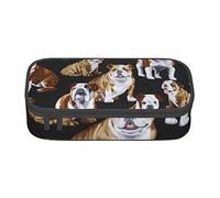 JUEXDEME Pouch for School Office Supplies English Bulldogs Big Capacity Pen Case Large Capacity Pencil Bag for Students Stationery Pouch Pencil Box Desk Organizer with Smooth Zipper Portable Pencil