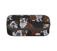 JUEXDEME Pouch for School Office Supplies English Bulldogs Big Capacity Pen Case Large Capacity Pencil Bag for Students Stationery Pouch Pencil Box Desk Organizer with Smooth Zipper Portable Pencil