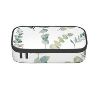 JUEXDEME Pouch for School Office Supplies Eucalyptus Leaves Big Capacity Pen Case Large Capacity Pencil Bag for Students Stationery Pouch Pencil Box Desk Organizer with Smooth Zipper Portable Pencil
