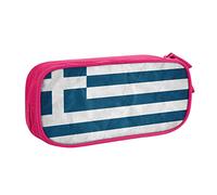 JUEXDEME Pouch for School Office Supplies Greek Flag Big Capacity Pen Case Large Capacity Pencil Bag for Students Stationery Pouch Pencil Box Desk Organizer with Smooth Zipper Portable Pencil