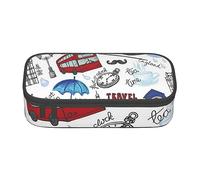 JUEXDEME Pouch for School Office Supplies London Big Capacity Pen Case Large Capacity Pencil Bag for Students Stationery Pouch Pencil Box Desk Organizer with Smooth Zipper Portable Pencil