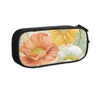 JUEXDEME Pouch for School Office Supplies Pastel Poppies Big Capacity Pen Case Large Capacity Pencil Bag for Students Stationery Pouch Pencil Box Desk Organizer with Smooth Zipper Portable Pencil
