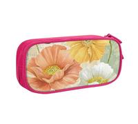 JUEXDEME Pouch for School Office Supplies Pastel Poppies Big Capacity Pen Case Large Capacity Pencil Bag for Students Stationery Pouch Pencil Box Desk Organizer with Smooth Zipper Portable Pencil