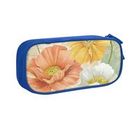 JUEXDEME Pouch for School Office Supplies Pastel Poppies Big Capacity Pen Case Large Capacity Pencil Bag for Students Stationery Pouch Pencil Box Desk Organizer with Smooth Zipper Portable Pencil