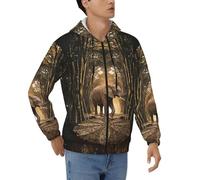 JUEXDEME Sculpture Elephant Print Mens Hoodie Sweatshirt Full Zip Up Hooded Jackets Long Sleeve Pullover Jacket Hoody Hoodies Tops With Pockets