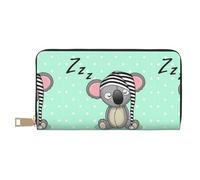 JUEXDEME Sleeping Koala Cap Long Faux Leather Clutch Chic Stylish Women's Wallets for Modern Women Large Capacity Card Holder and Organizer Pockets Durable Purse Handbag for Everyday Travel
