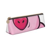 JUEXDEME Smile Pink Pig Leather Pencil Case Slim Design Pen Bag with Metallic Zipper Pocket Size for Or Student Office College Middle School