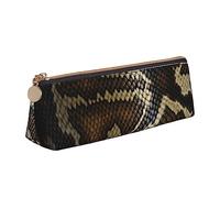 JUEXDEME Snake Skin Leather Pencil Case Slim Design Pen Bag with Metallic Zipper Pocket Size for Or Student Office College Middle School