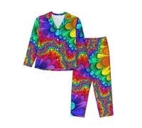 JUEXDEME Women'S Bright Color Pyjama Set Printed Long Sleeve Button Down Pyjamas Two Piece Comfy Sleepwear And Loungewear Set Full-Length Bottom Pyjama Set Black