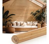 Juexica 1 Pcs Natural Bamboo Wall Panel for Interior Wall 48'' x 96'' Bamboo Covering Renewable Pole Wainscoting Room Divider Decor for Bedroom Living Room Kitchen Island Office (Carbonized)