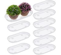 Juexica 10 Pcs Plastic Plant Saucer Rectangular Plant Drip Trays Plastic Oval Window Sill Plant Tray for Indoors Flower Pots for Window Sills and Window Shelf(12 x 6 Inch)