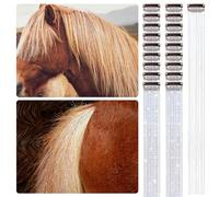 Juexica 18 Pcs Horse Accessory Clip in Hair Extensions for Mane and Tail Tack Horse Stuff Pony Hair Tinsel for Real Horses Western Bride Horse Lover and Girls Birthday (Silver)