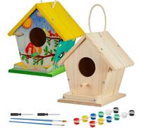 Juexica 2 Pack Bird House Kit Wooden DIY Birdhouse to Paint Build a Bird Bungalow Birdhouse Crafts to Build Family Home Arts and Craft Projects Christmas Birthday Party Gift(Rotundity)