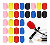 Juexica 30 Pcs Mini Size Lapel Headset Microphone Windscreen Sponge Microphone Foam Covers Lavalier Mic Covers for Microphones Variety of Headset, Noise Reduction, 5 Colors