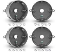 Juexica 4 Pcs 1/2 Inch 5 Hole 4 Inch Weatherproof Round Electrical Box Outdoor Junction Box for Lighting Systems (Grey)