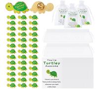 Juexica 50 Sets Employee Appreciation Gifts Bulk Positive Turtle Pins You're Awesome Inspirational Notecard Thank You Gift for Coworker Staff Volunteer Teacher Students Pocket Favor (Green)