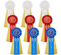 Juexica 9 Pcs Award Ribbons 1st 2nd 3rd Place Rosette Ribbons Red White Blue Prize First Second Third Place Participation Medal for Classroom Winners Certificate Prizes