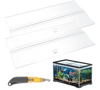 Juexica Aquarium Lids Acrylic Canopy 2 Pieces Set 22.95 x 16.61 x 0.28 Inch for 75/90/110 Gallon with Center Brace Aquariums Cover Fish Tank Lid with a Hook Knife, Clear