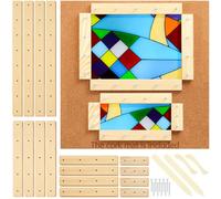 Juexica Stained Glass Supplies Set Include 1 Pcs 12" x 12" Hick Protection for Work Surface 4 Pcs Stained Glass Tools 4 Sizes 16 Pcs Layout Block System with 100 Push Pins for Stained Glass Making