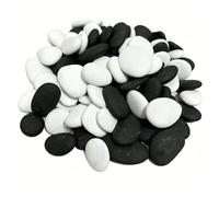 juexiyarticle Flat Pebbles for Painting, 1-3cm Tiny Decorative Stones, Painted White and Black Rocks for DIY Crafts Projects, Stone Arts Decoration,400g