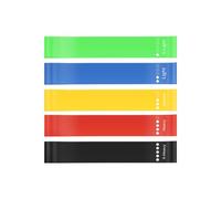 JUFA Resistance Bands Set, 5 TPE Exercise Loops in Green, Blue, Yellow, Red, Black, 600mm x 50mm, Variable Thickness 0.35-1.1mm, for Home Fitness, Yoga, Training