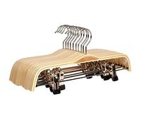 Jufjsfy 10 Pack Solid Wooden Trousers/Hangers with Anti-Rust Clips Coat Clothes Hangers
