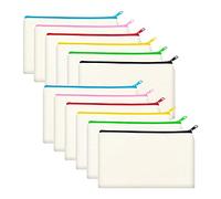 Jufjsfy 12 Pack Blank Canvas Bag,Bulk Cosmetic Bags with Multi-Color,Canvas Pencil Case Pouch,DIY