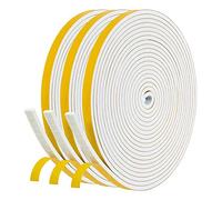 Jufjsfy Self Adhesive Foam Tape Door Window Seal Door Draught Excluder Weatherstripping, 6mm Wide x 3mm Thick 3 Pcs Each White