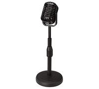 Jufjsfy Vintage Desktop Microphone Prop Model with Adjustable Stand, Classic Retro Microphone Prop for Party Decorations Toy