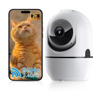 JUFLSKY 2K Indoor Pet Baby Camera, 2.4G/5G WiFi Home 360°CCTV Dog Cat Surveillance Cam for House Room, Motion Tracking, Works with Alexa & 2-Way Audio Colour & Night Vision