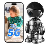 JUFLSKY Indoor Camera Robot,5G/2.4Ghz WiFi Robot Cameras for Home Security,360 PTZ Nanny Cam Compatible with Alexa &Two-Way Talk,Pet/Baby Camera with Human Detection Night Vision