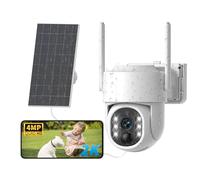JUFLSKY Solar Security Camera Outdoor Wireless, 2K Home 360° Built-in Battery Operated CCTV Surveillance Cam, 2.4G/5G WiFi & PIR Motion Detection & 2-Way Audio Colour & Night Vision