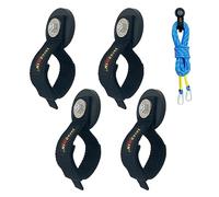 Juformin Heavy Duty Magnetic Hook, Magnetic Tool Holder, Magnetic Garage Hooks, Extension Cord Strap for Cable, Rope, Wire Storage in Garage,Workshop,RV,Pick-up(Dia.2.59" Magnet * 4Pcs)