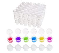 JUFUM 50 Strips Paint Pots Strips,300 Pots 2Ml/0.07 Oz Empty Paint Cup Pots with Lids, for Classrooms Paintings Art Festivals