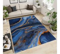 JUFUMUP Abstract Marble Blue Rugs living Room Large 240x300 Area Rug, Dark Blue Ocean Liquid Abstract Rugs for Bedroom, Non Slip Washable Rug, Breathable Durable Carpet for Home Floor Decor